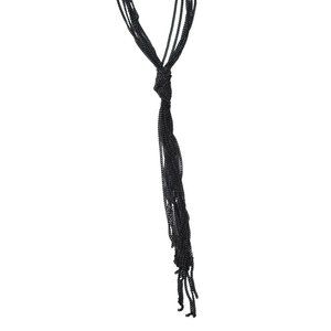 Black Multi- Strand Long Length Knot Chain Necklace